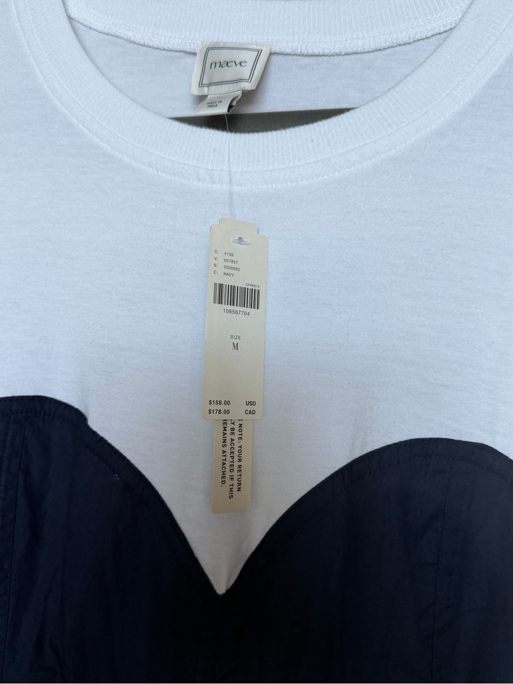 NWT Anthropologie Maeve bustier twofer midi dress medium navy white - Picture 7 of 7